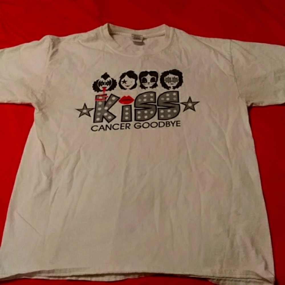 Kiss Cancer Goodbye Gildan tee shirt.